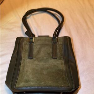 Coach Olive Green Suede & Nubuc Leather Tote Bag